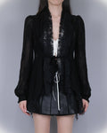 MOONLIT VEIL BLOUSE — BLACK