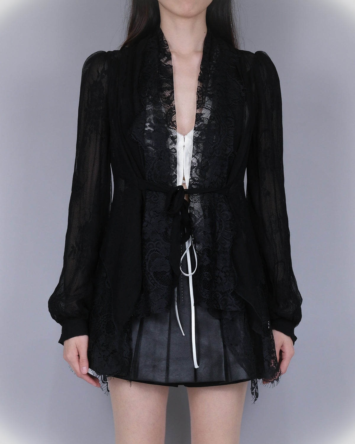 MOONLIT VEIL BLOUSE — BLACK