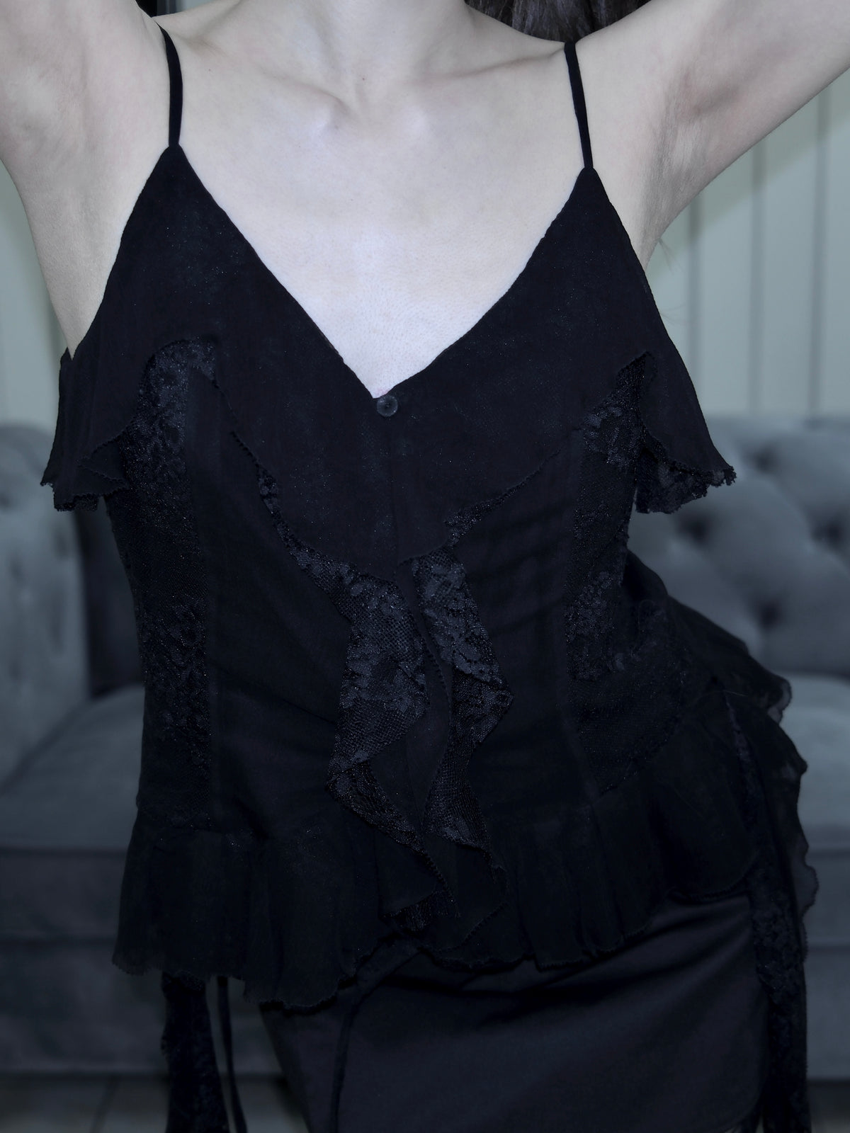 FATAL BLOOM CAMI — BLACK