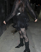 MOONLIT VEIL BLOUSE — BLACK