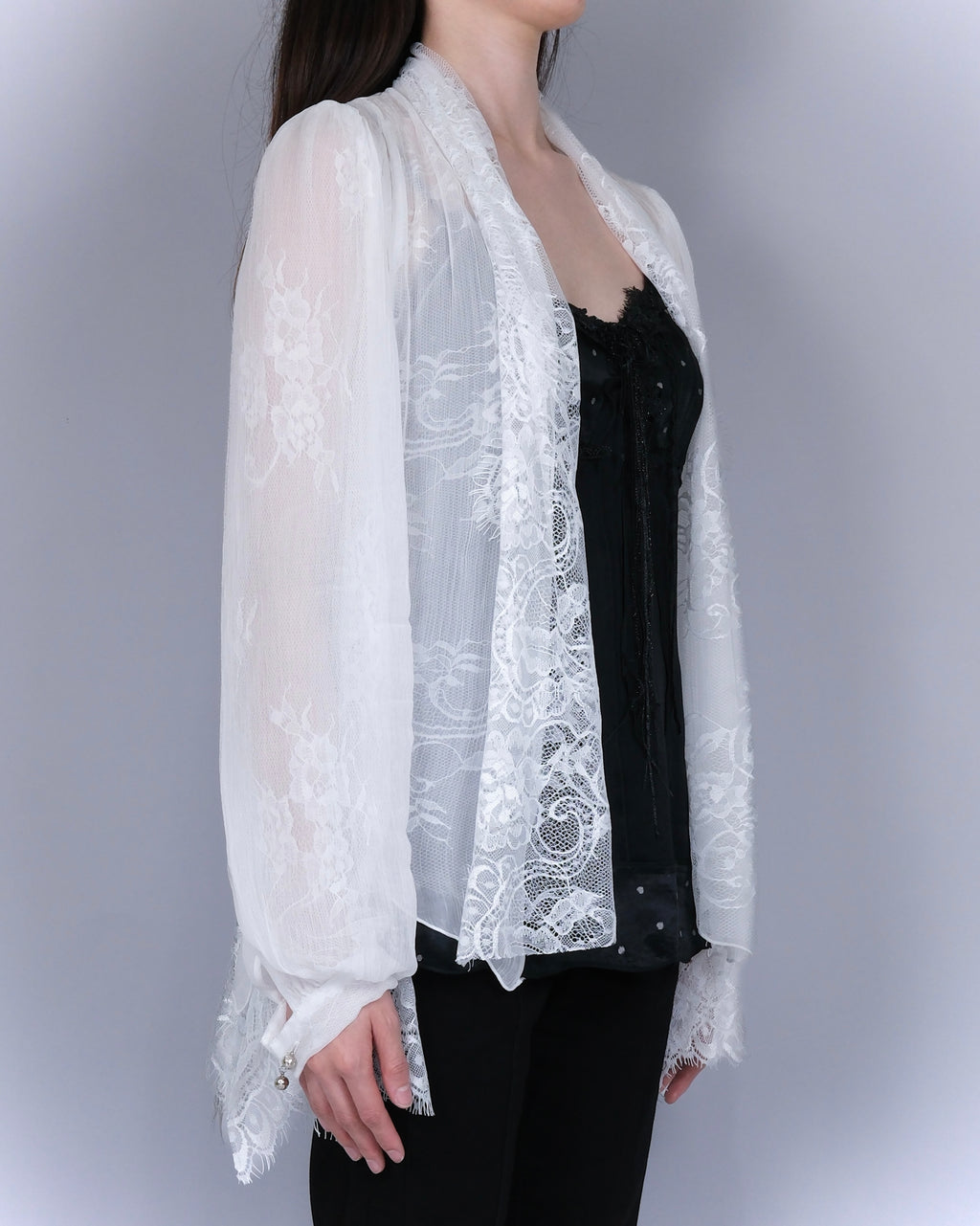 MOONLIT VEIL BLOUSE — WHITE