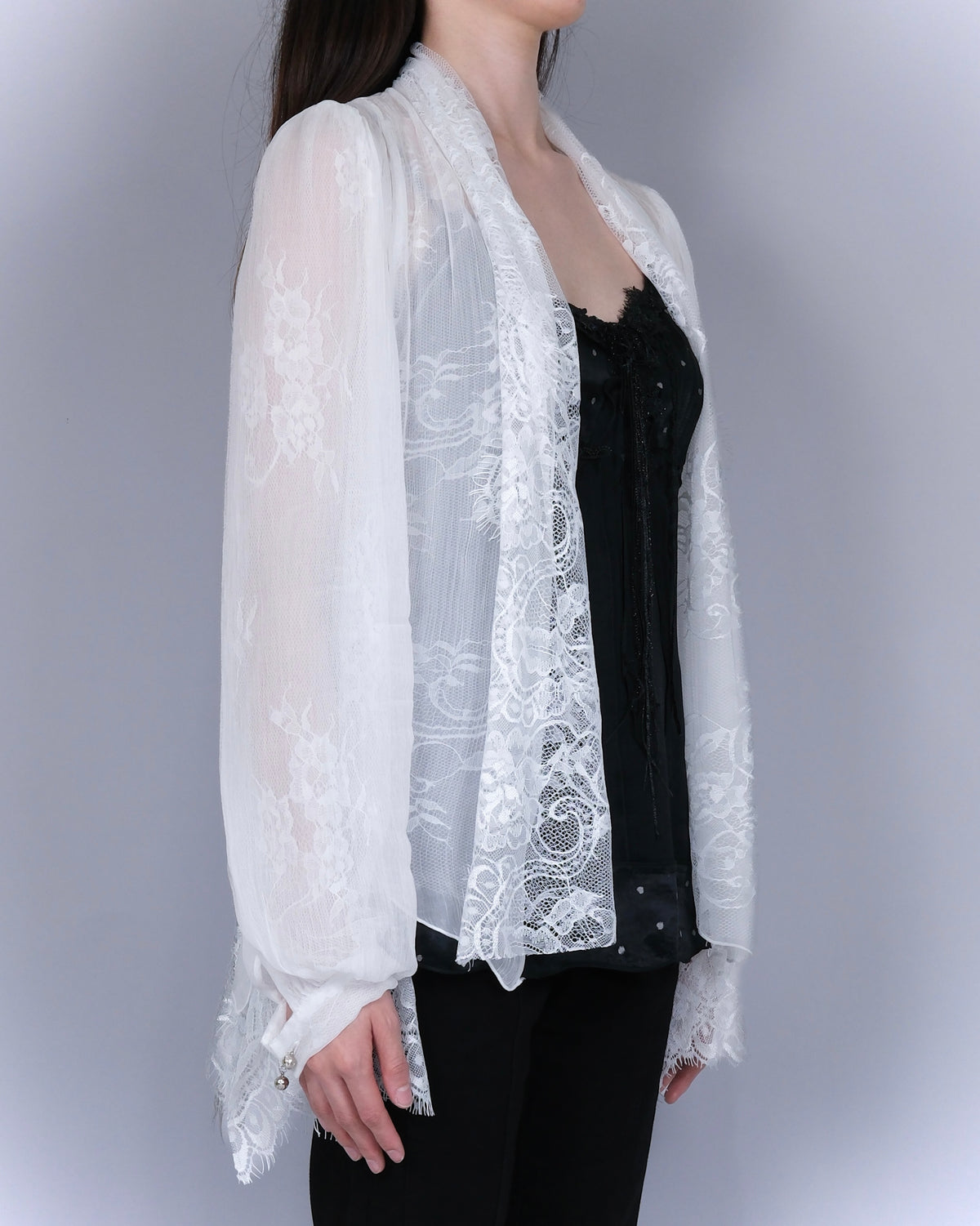 MOONLIT VEIL BLOUSE — WHITE