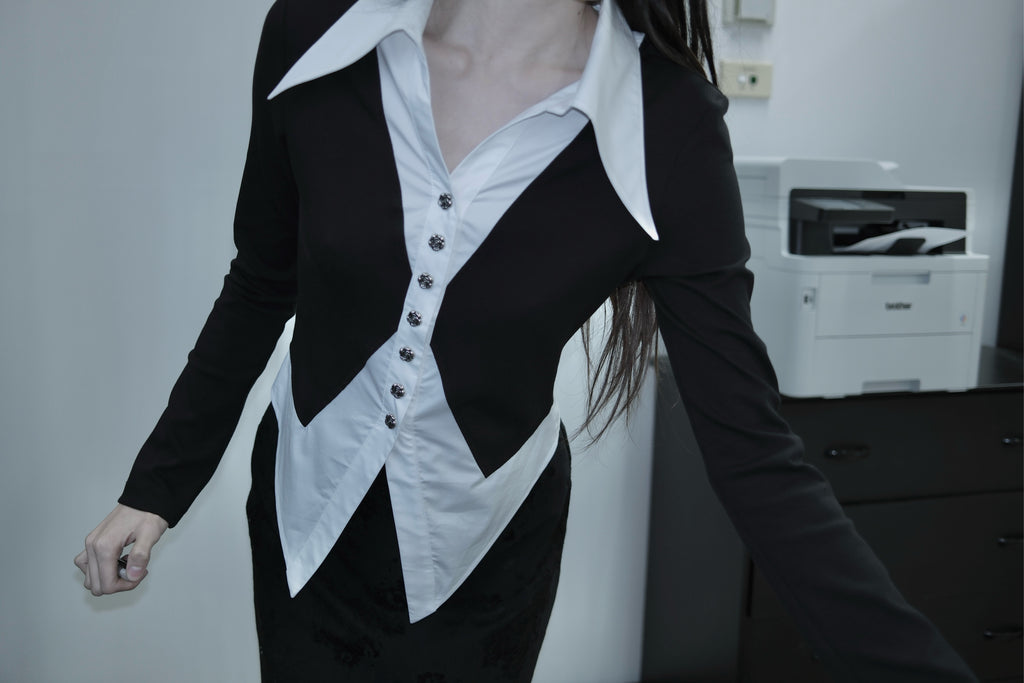 HAUT EN MAILLE DOUBLE EFFET