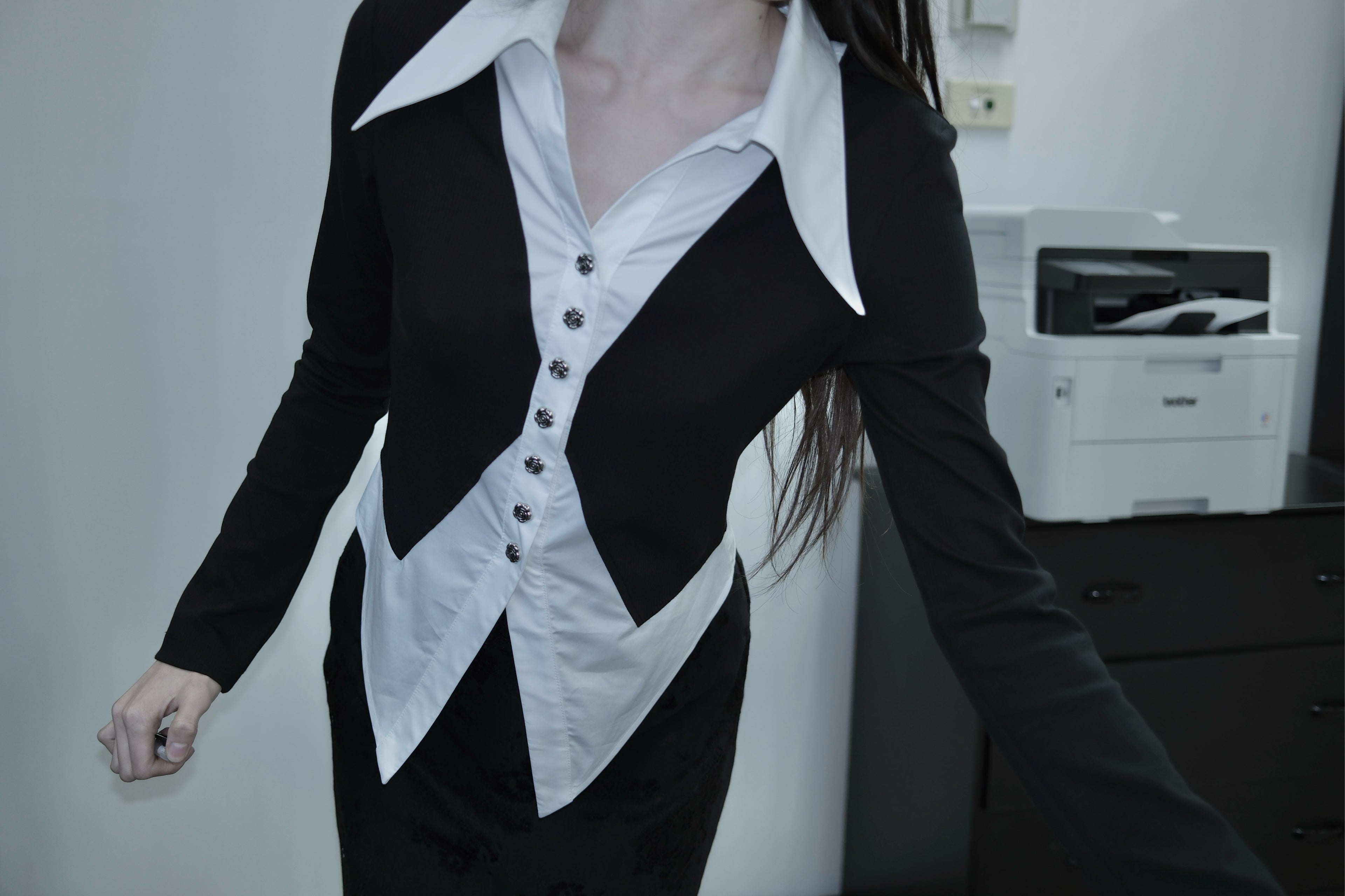 HAUT EN MAILLE DOUBLE EFFET