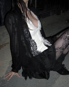 MOONLIT VEIL BLOUSE — BLACK