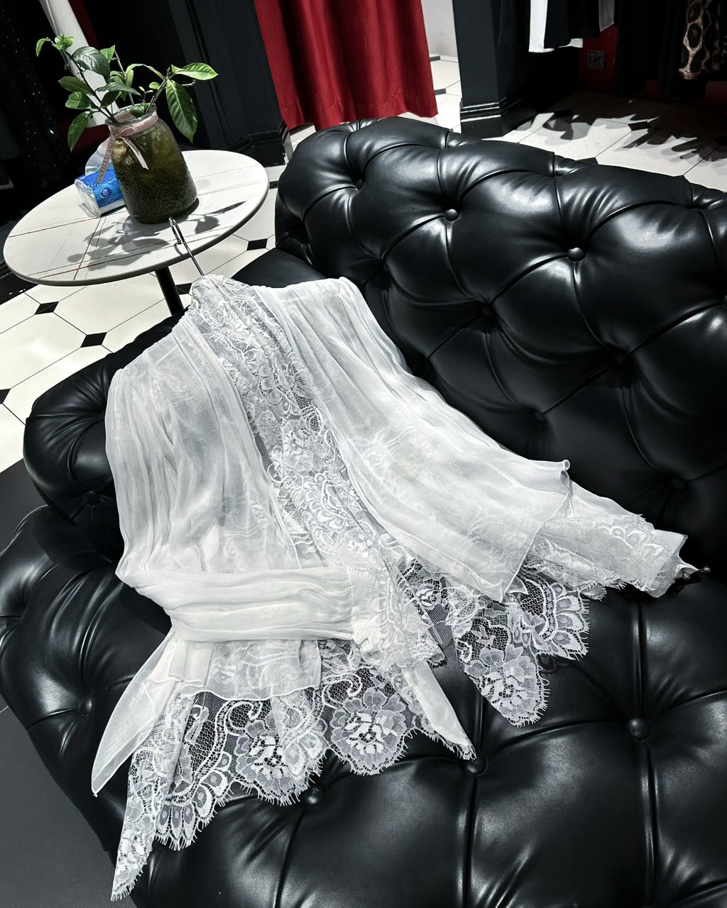 MOONLIT VEIL BLOUSE — WHITE