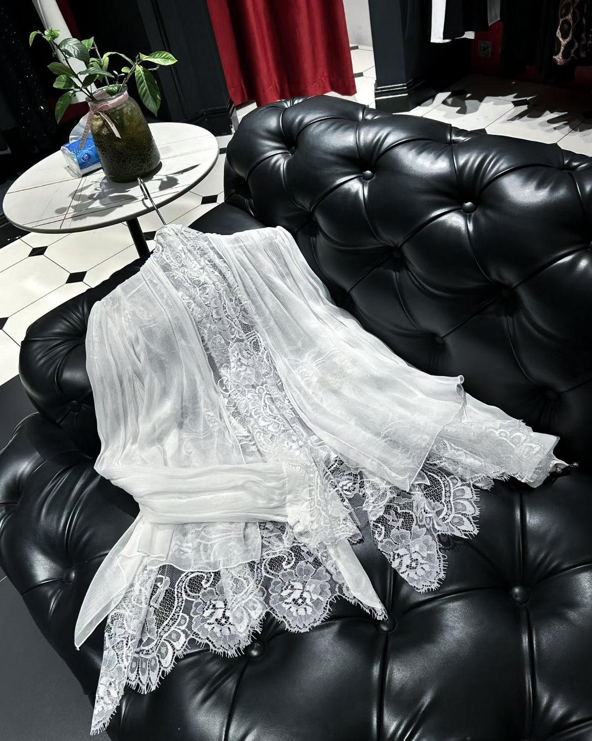 MOONLIT VEIL BLOUSE — WHITE